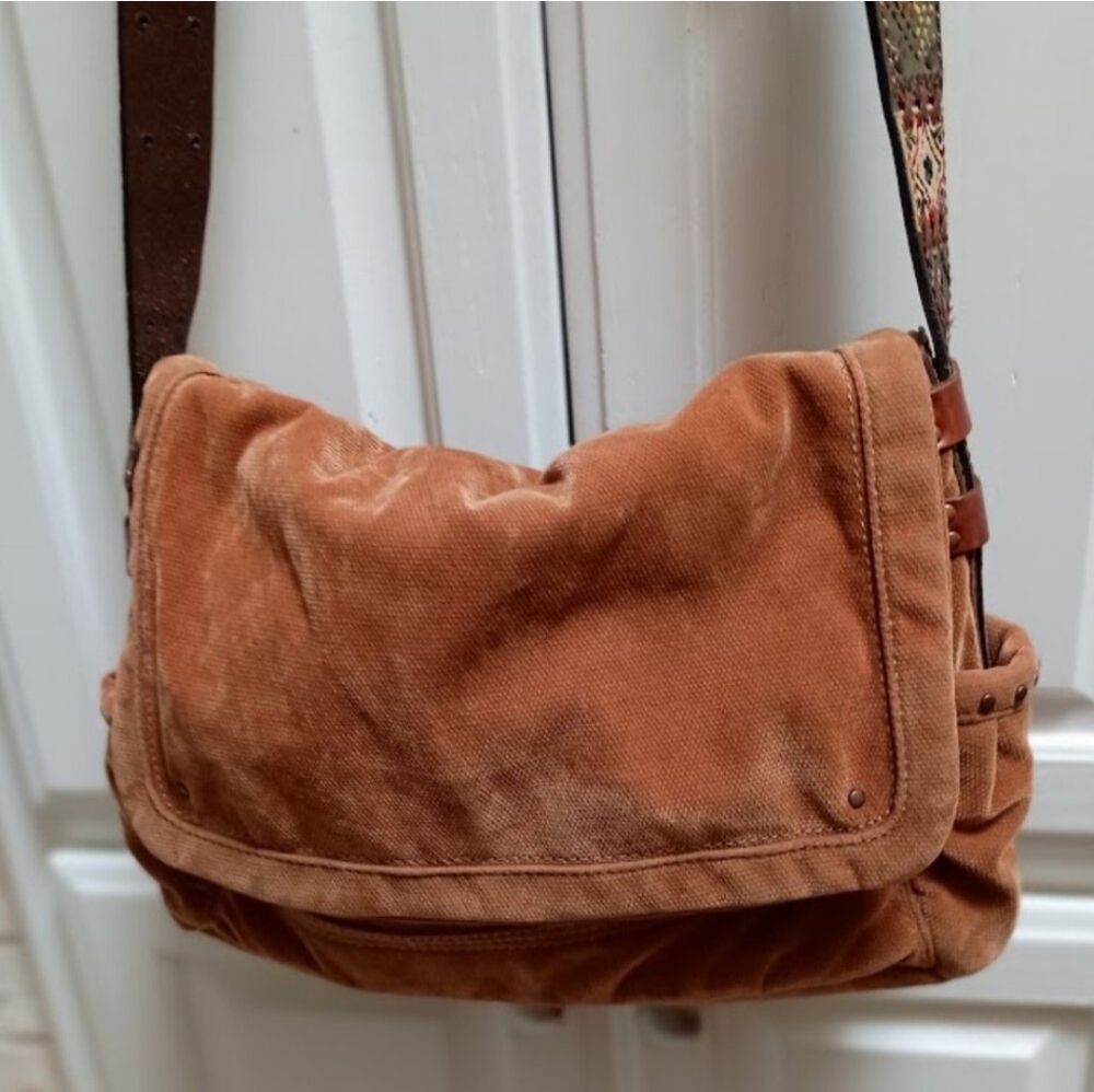 Fossil Tan Canvas and Leather Messenger Bag - Picture 6 of 14